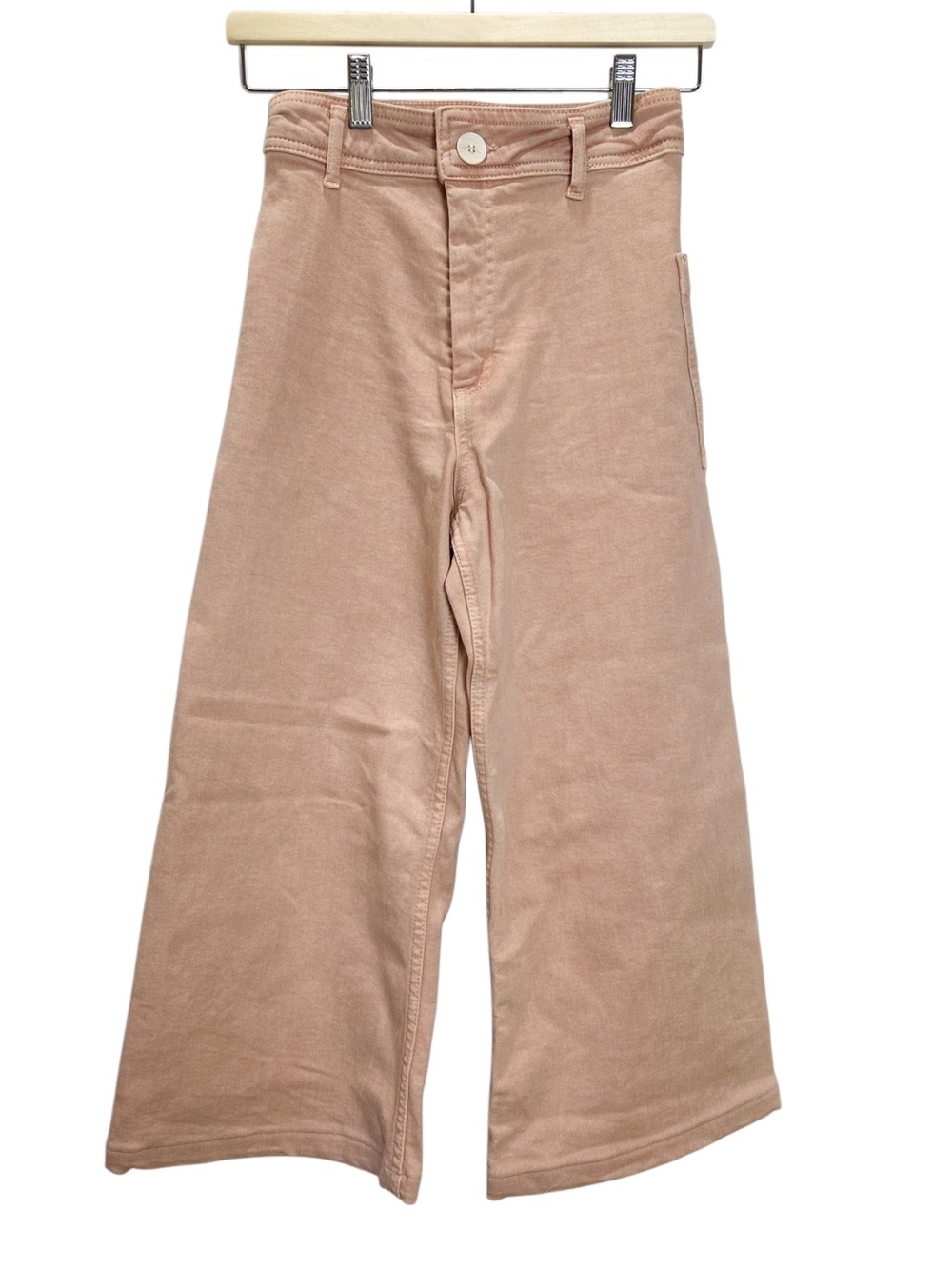 ZARA The Marine Straight High Rise Wide Leg Crop Jeans Pink Size 0